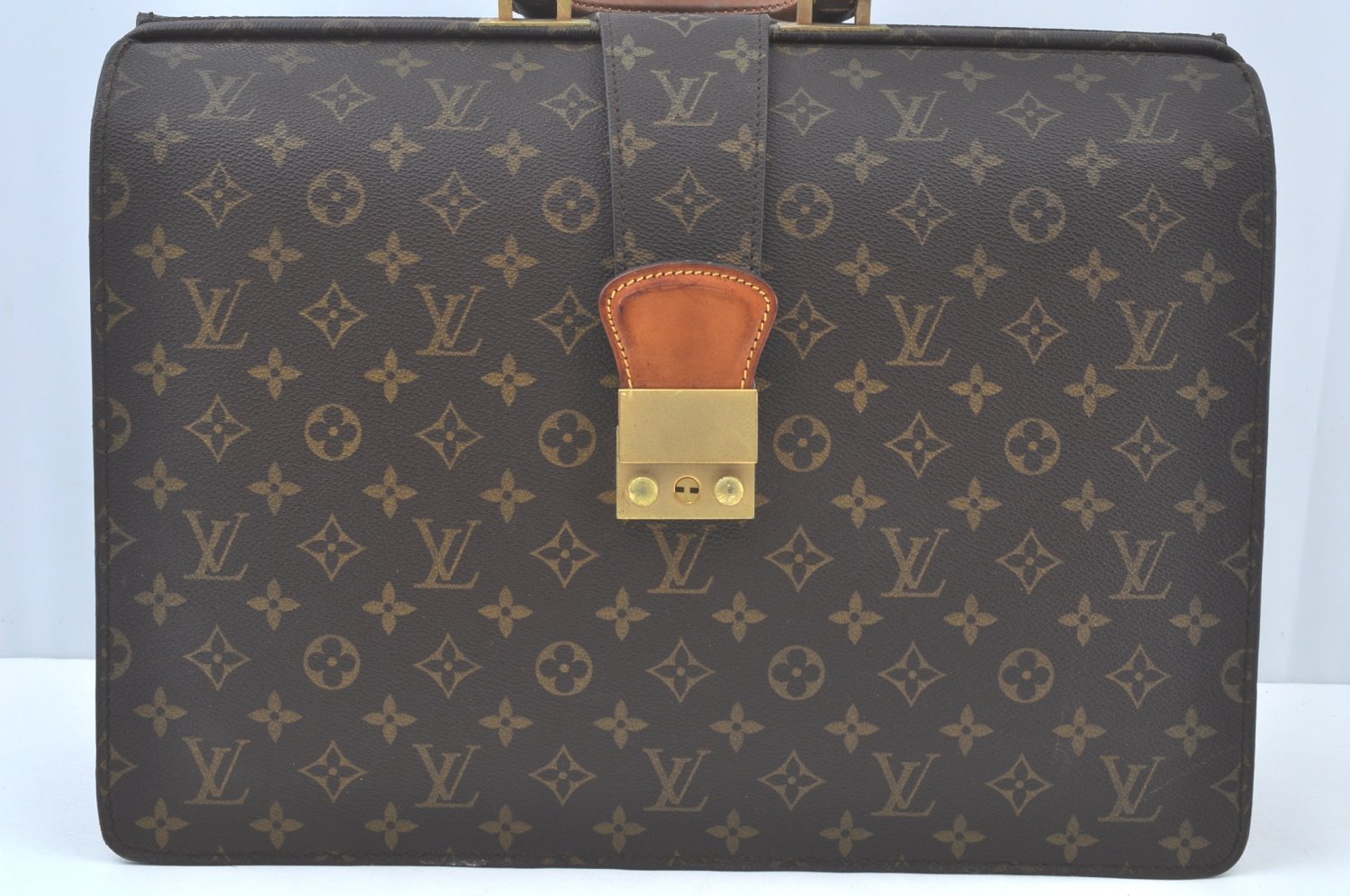 Authentic Louis Vuitton Monogram Serviette Fermoir Briefcase M53305 LV K9575