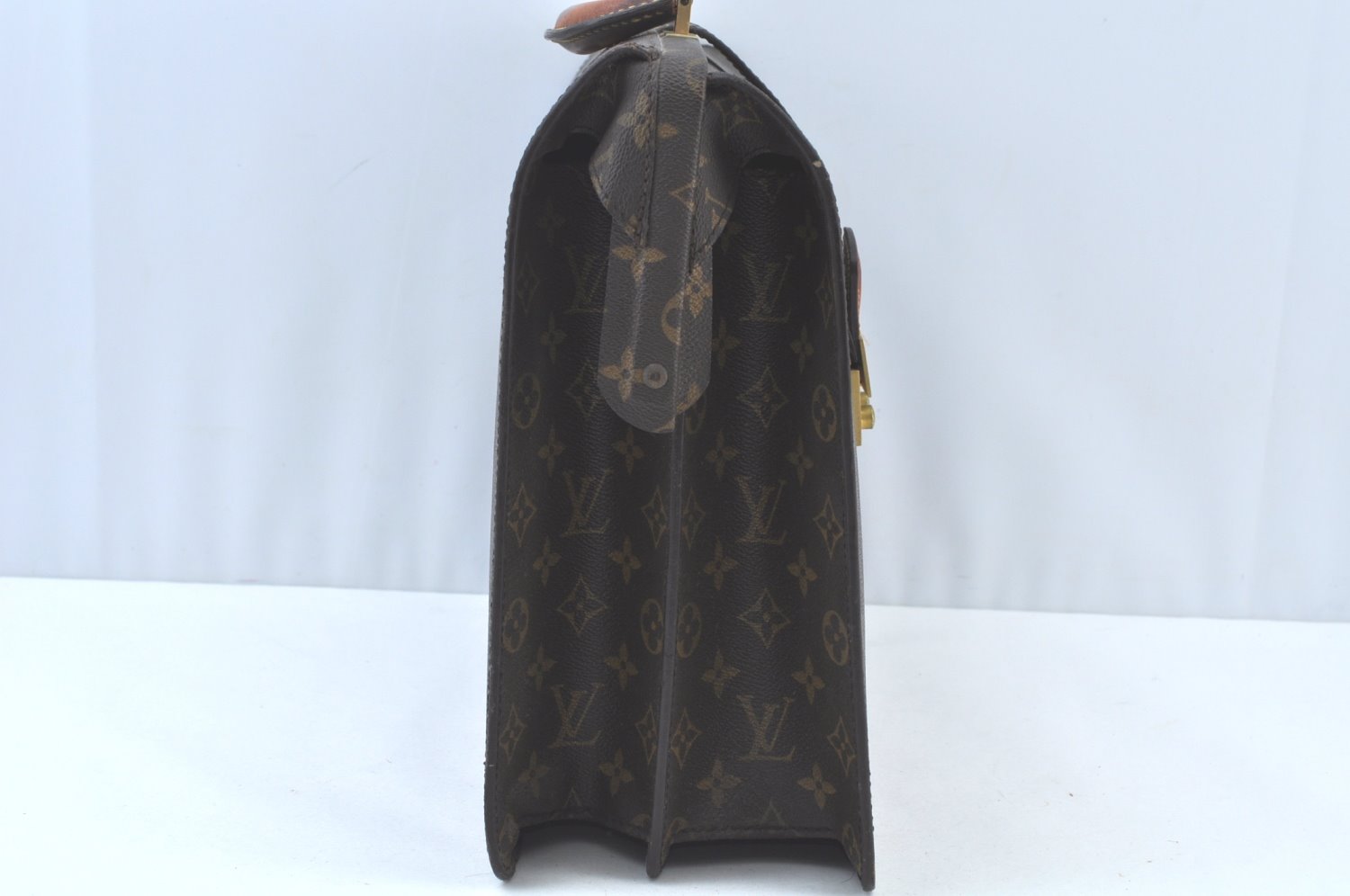 Authentic Louis Vuitton Monogram Serviette Fermoir Briefcase M53305 LV K9575