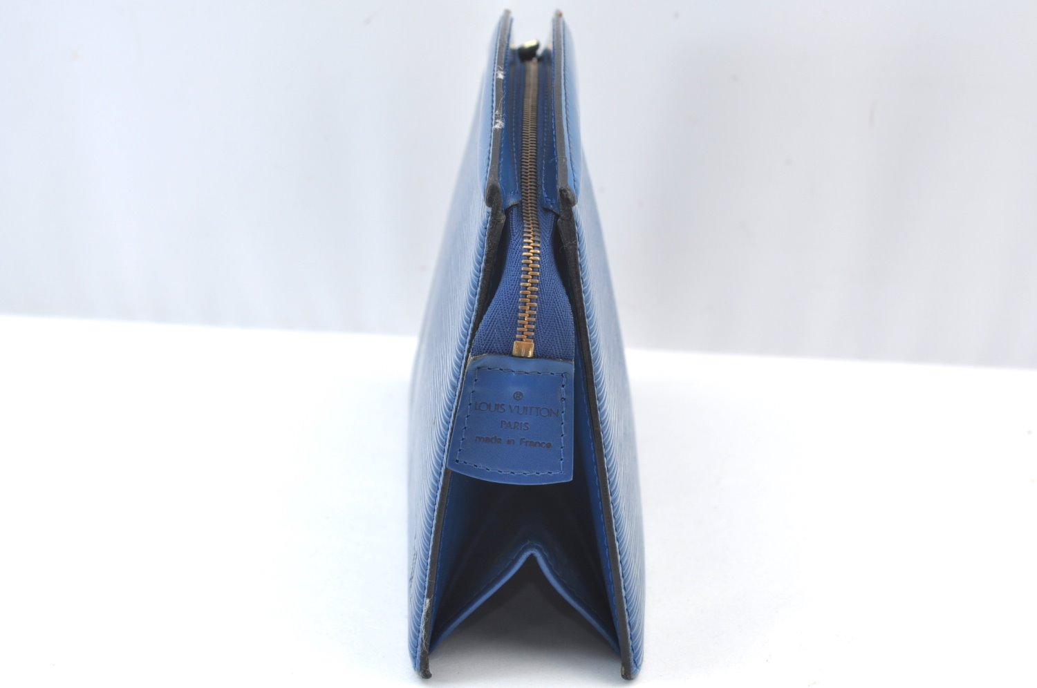 Authentic Louis Vuitton Epi Trousse Crete Clutch Bag Blue M48405 LV Junk K9579