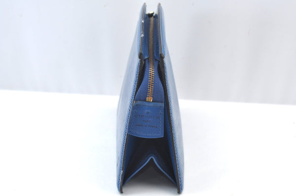 Authentic Louis Vuitton Epi Trousse Crete Clutch Bag Blue M48405 LV Junk K9579
