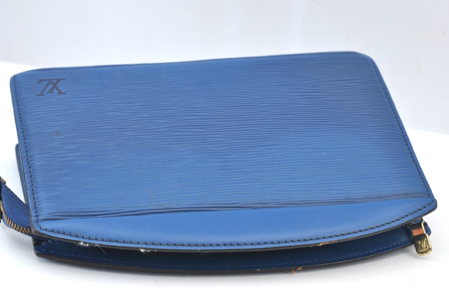 Authentic Louis Vuitton Epi Trousse Crete Clutch Bag Blue M48405 LV Junk K9579