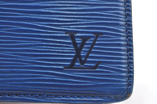 Authentic Louis Vuitton Epi Trousse Crete Clutch Bag Blue M48405 LV Junk K9579