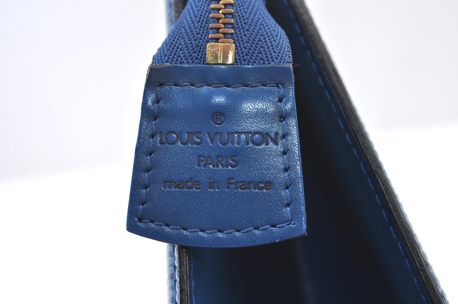 Authentic Louis Vuitton Epi Trousse Crete Clutch Bag Blue M48405 LV Junk K9579