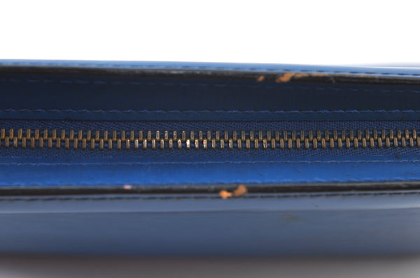 Authentic Louis Vuitton Epi Trousse Crete Clutch Bag Blue M48405 LV Junk K9579