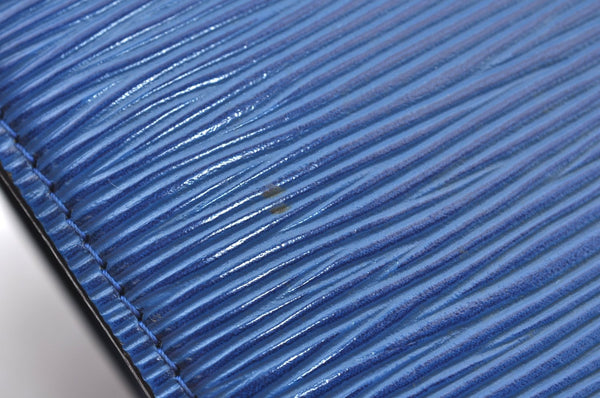 Authentic Louis Vuitton Epi Trousse Crete Clutch Bag Blue M48405 LV Junk K9579