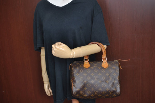 Authentic Louis Vuitton Monogram Speedy 25 Boston Hand Bag M41528 LV K9581