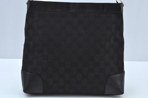 Authentic GUCCI Shoulder Bag GG Canvas Leather Black K9582