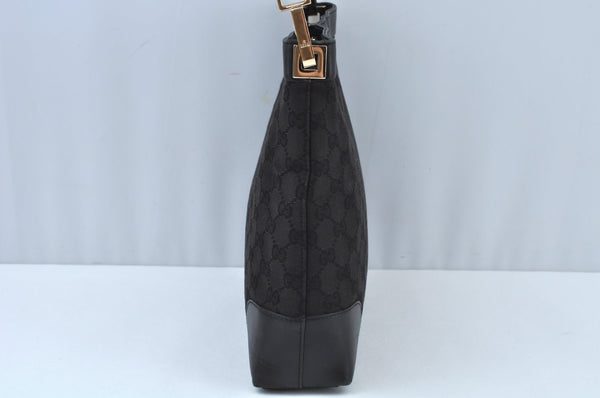 Authentic GUCCI Shoulder Bag GG Canvas Leather Black K9582