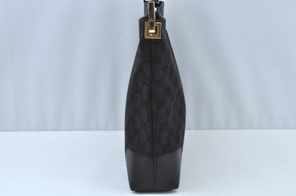 Authentic GUCCI Shoulder Bag GG Canvas Leather Black K9582