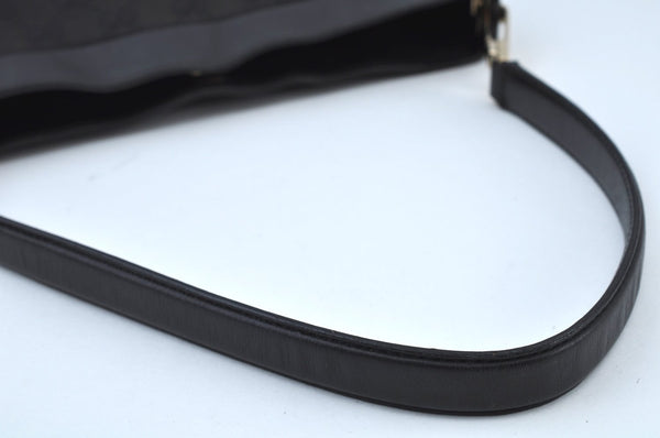 Authentic GUCCI Shoulder Bag GG Canvas Leather Black K9582