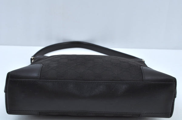 Authentic GUCCI Shoulder Bag GG Canvas Leather Black K9582
