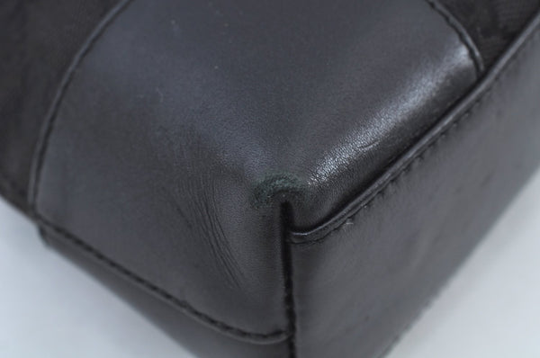 Authentic GUCCI Shoulder Bag GG Canvas Leather Black K9582