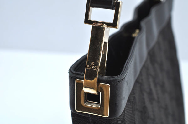 Authentic GUCCI Shoulder Bag GG Canvas Leather Black K9582