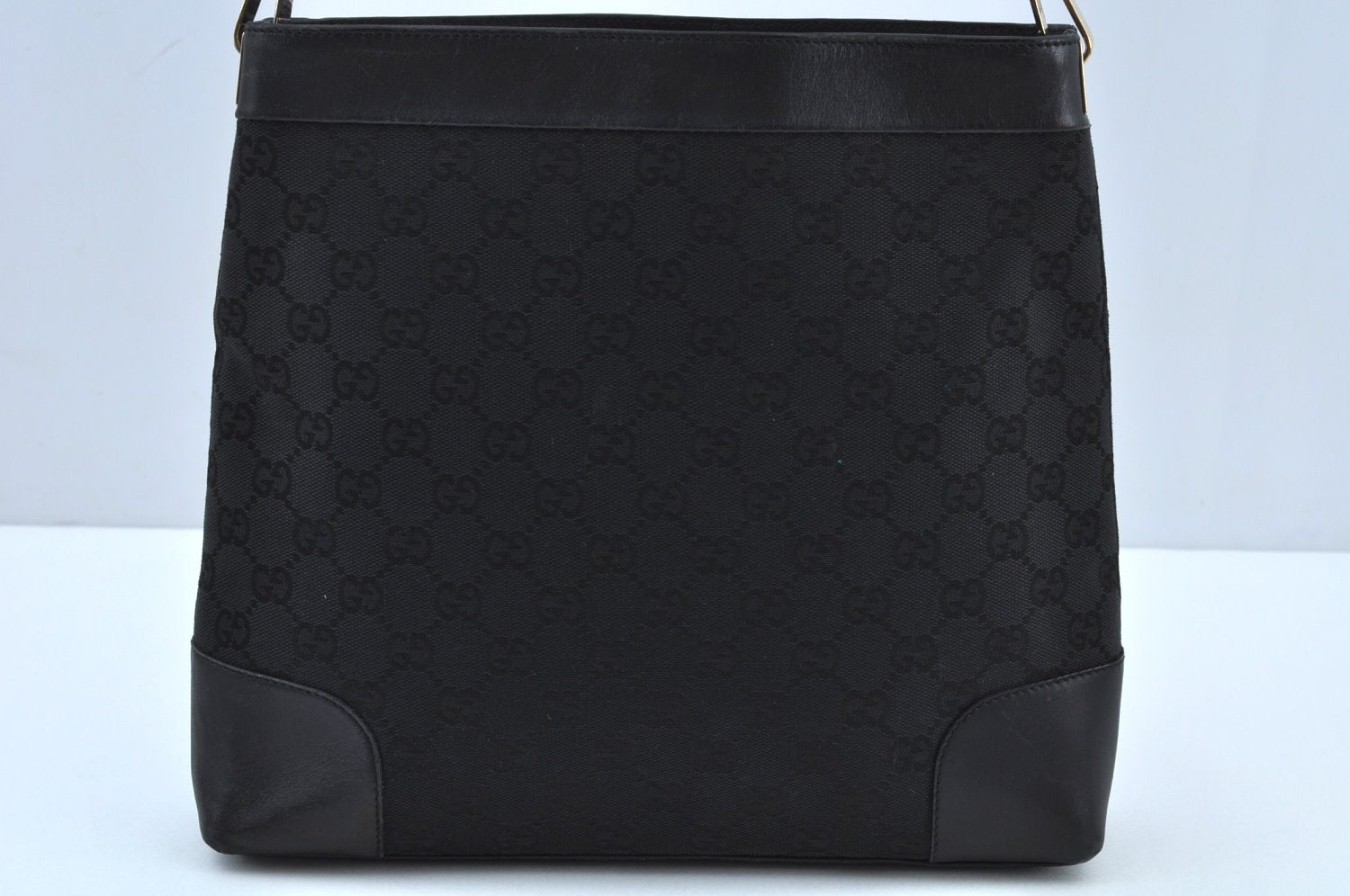 Authentic GUCCI Shoulder Bag GG Canvas Leather 0014231 Black Junk K9583