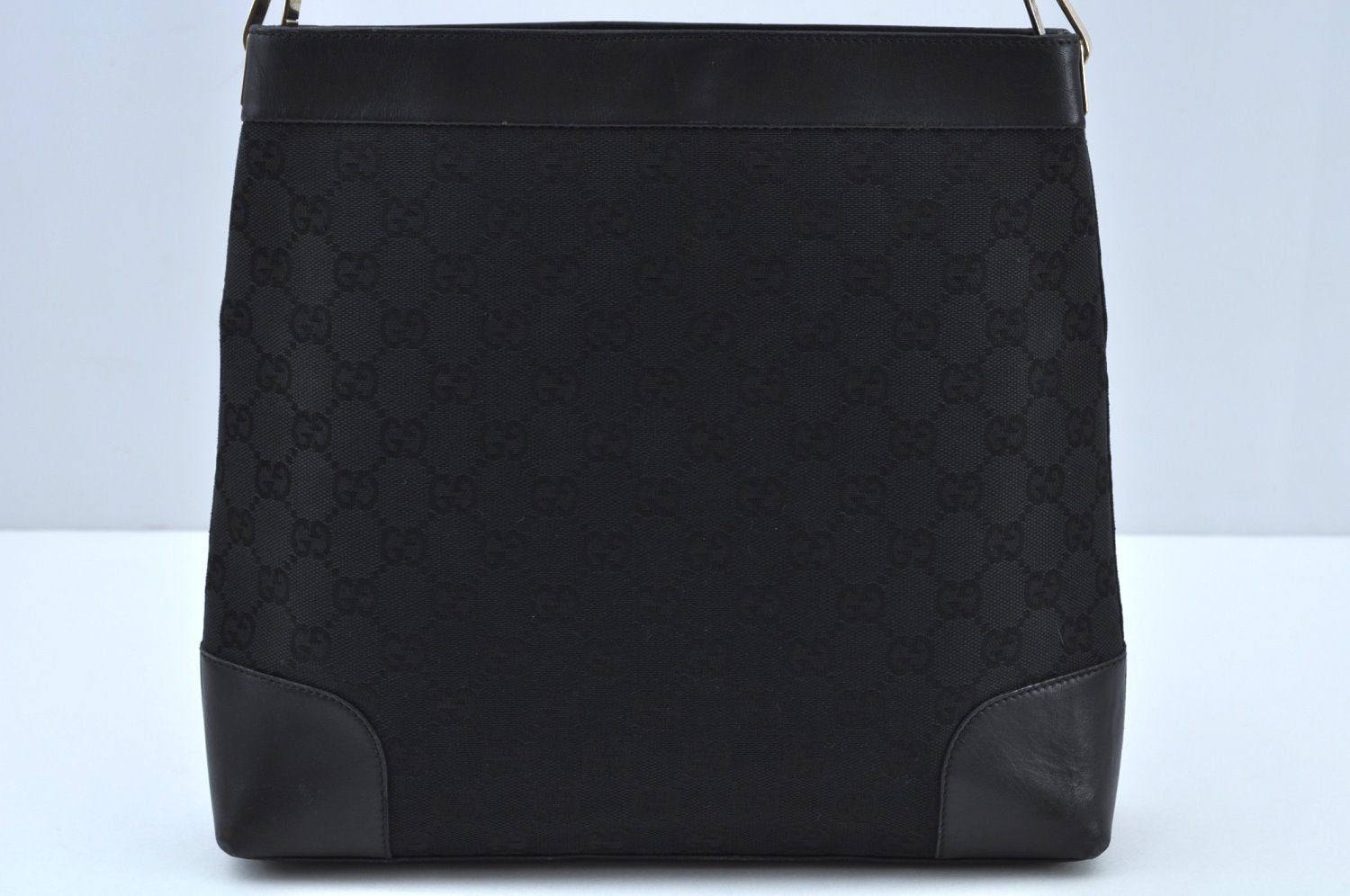 Authentic GUCCI Shoulder Bag GG Canvas Leather 0014231 Black Junk K9583