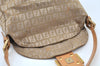 Authentic FENDI Zucchino Shoulder Bag Purse Canvas Leather Beige K9584