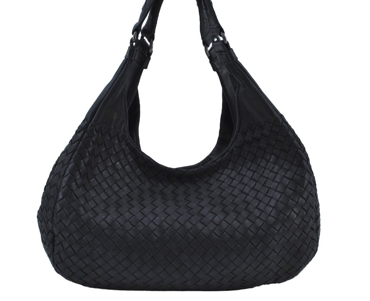 Authentic BOTTEGA VENETA Intrecciato Leather Shoulder Hand Bag Black K9586