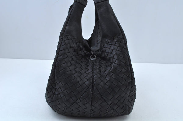 Authentic BOTTEGA VENETA Intrecciato Leather Shoulder Hand Bag Black K9586