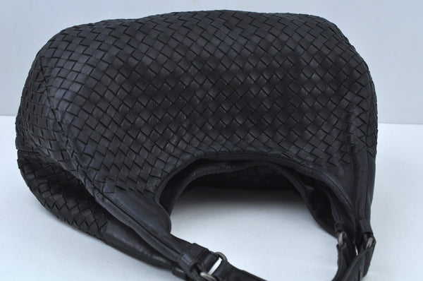 Authentic BOTTEGA VENETA Intrecciato Leather Shoulder Hand Bag Black K9586