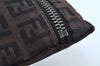 Authentic FENDI Zucchino Pouch Purse Canvas Brown K9589