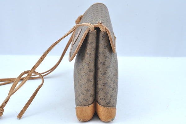 Authentic GUCCI Micro GG PVC Leather Shoulder Cross Body Bag Brown Junk K9590