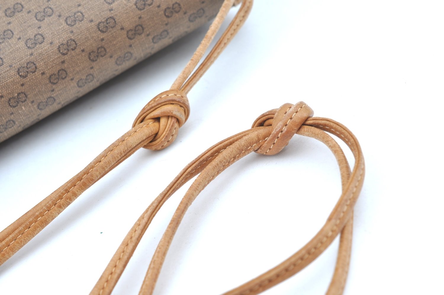 Authentic GUCCI Micro GG PVC Leather Shoulder Cross Body Bag Brown Junk K9590