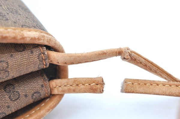 Authentic GUCCI Micro GG PVC Leather Shoulder Cross Body Bag Brown Junk K9590