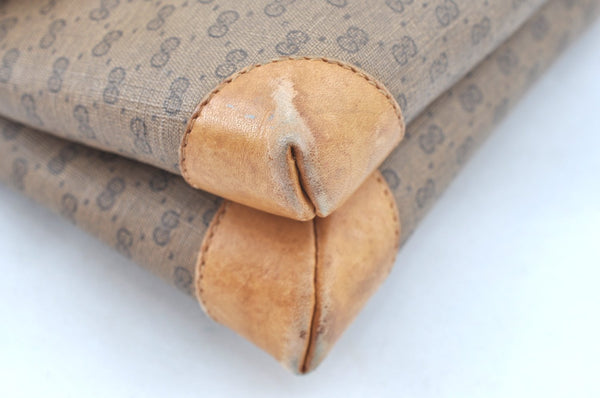 Authentic GUCCI Micro GG PVC Leather Shoulder Cross Body Bag Brown Junk K9590