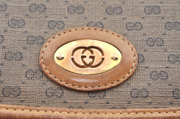 Authentic GUCCI Micro GG PVC Leather Shoulder Cross Body Bag Brown Junk K9590