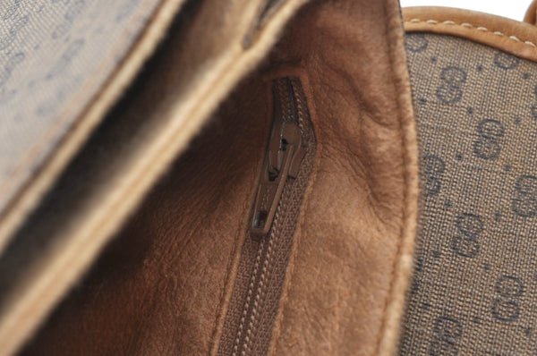 Authentic GUCCI Micro GG PVC Leather Shoulder Cross Body Bag Brown Junk K9590