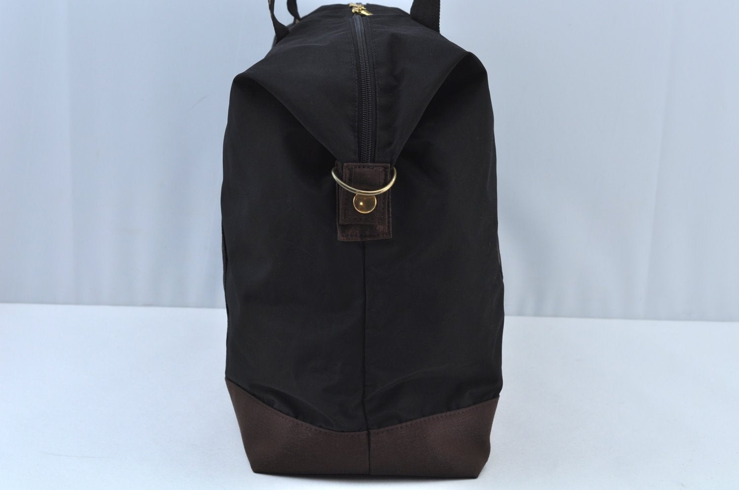 Authentic FENDI Boston Hand Bag Nylon Black K9591