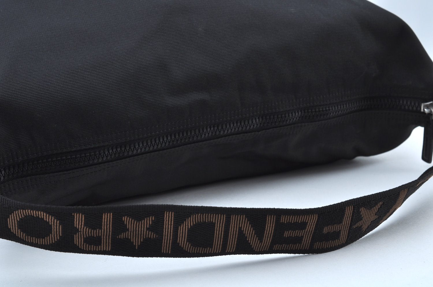 Authentic FENDI Shoulder Bag Nylon Purse Black K9592