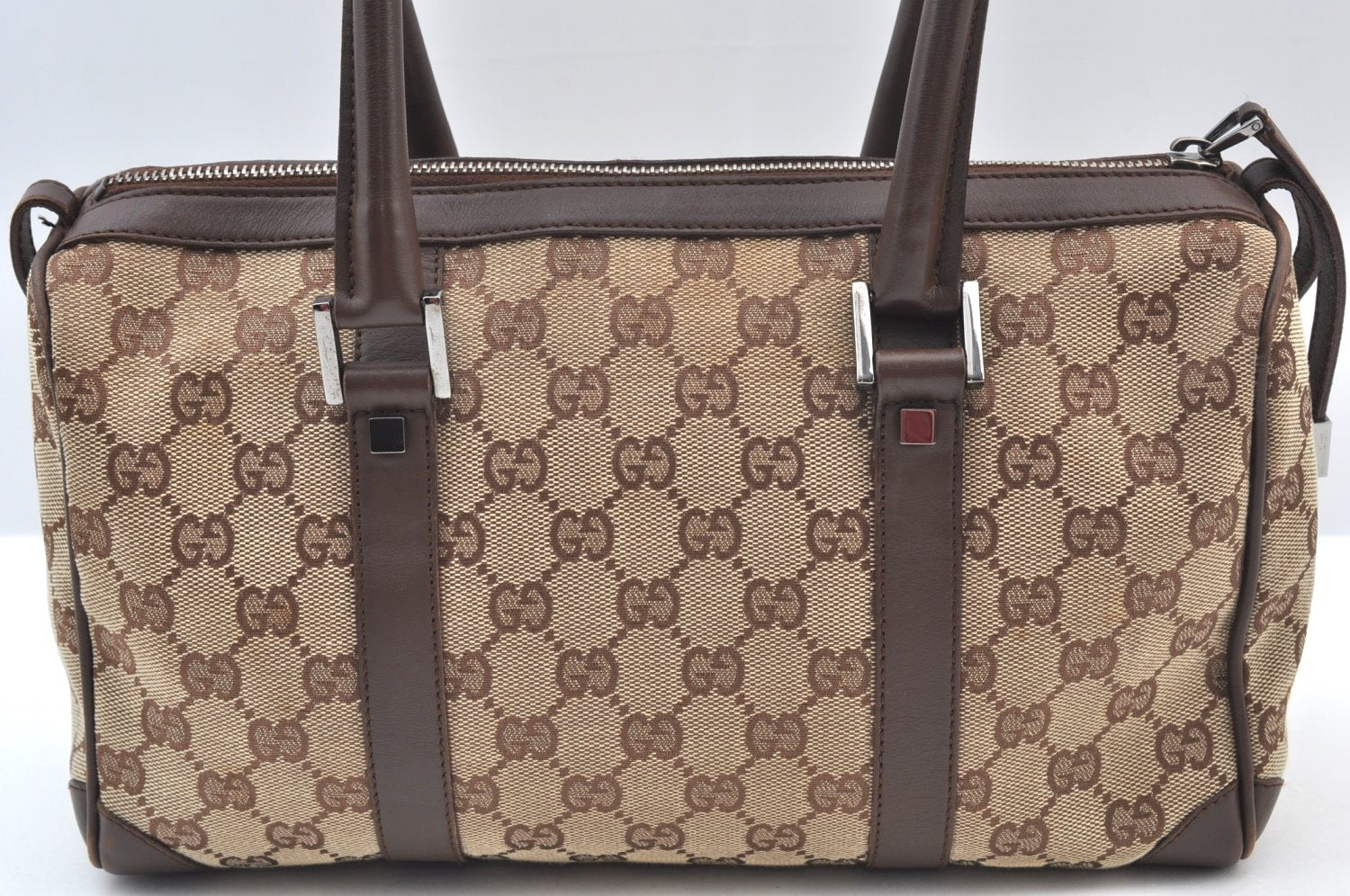 Authentic GUCCI HandBag Canvas Leather Brown K9594