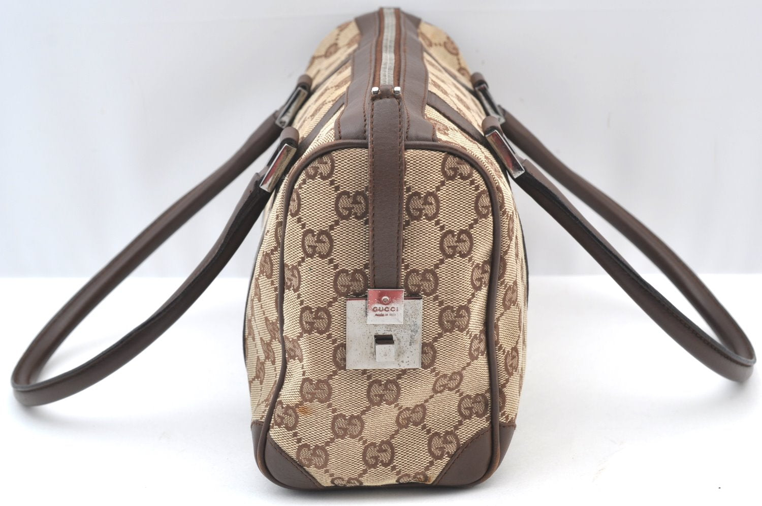 Authentic GUCCI HandBag Canvas Leather Brown K9594