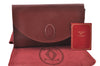 Authentic Cartier Must de Cartier Clutch Bag Leather Bordeaux Red K9596