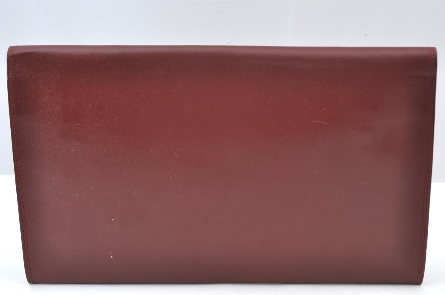 Authentic Cartier Must de Cartier Clutch Bag Leather Bordeaux Red K9596