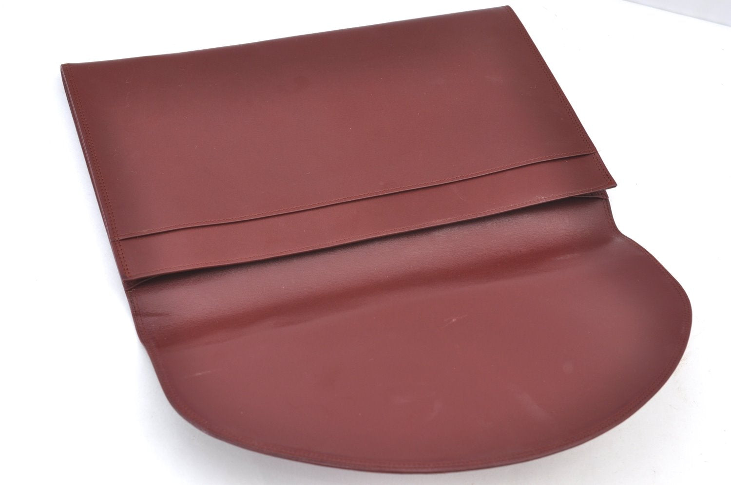 Authentic Cartier Must de Cartier Clutch Bag Leather Bordeaux Red K9596