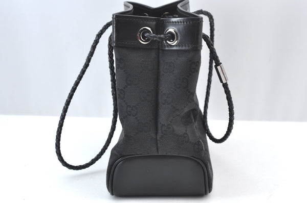 Authentic GUCCI Hand Bag GG Canvas Leather 109143 Black K9600