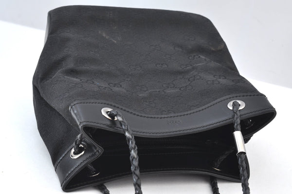 Authentic GUCCI Hand Bag GG Canvas Leather 109143 Black K9600