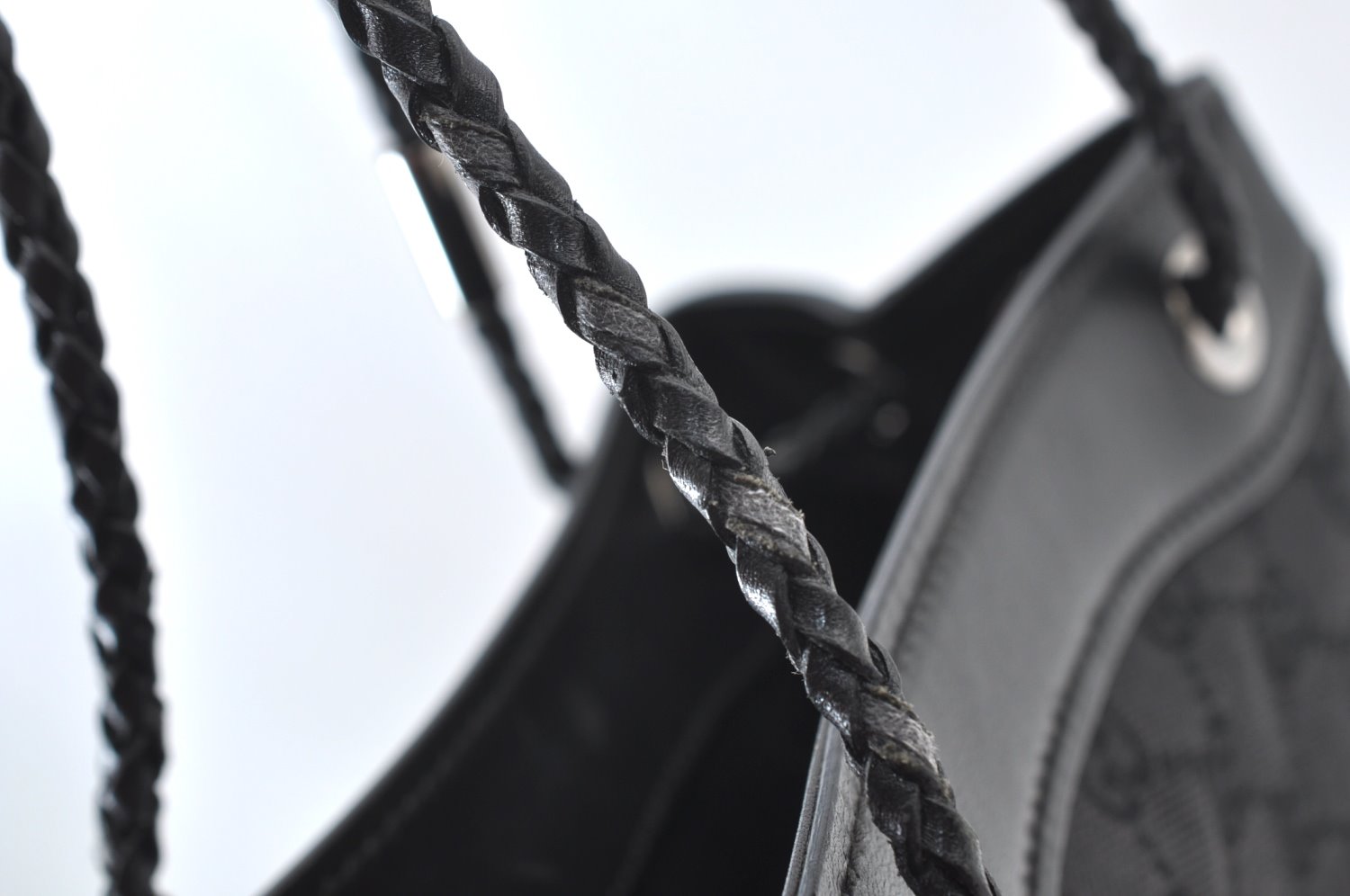 Authentic GUCCI Hand Bag GG Canvas Leather 109143 Black K9600