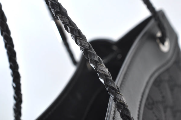 Authentic GUCCI Hand Bag GG Canvas Leather 109143 Black K9600