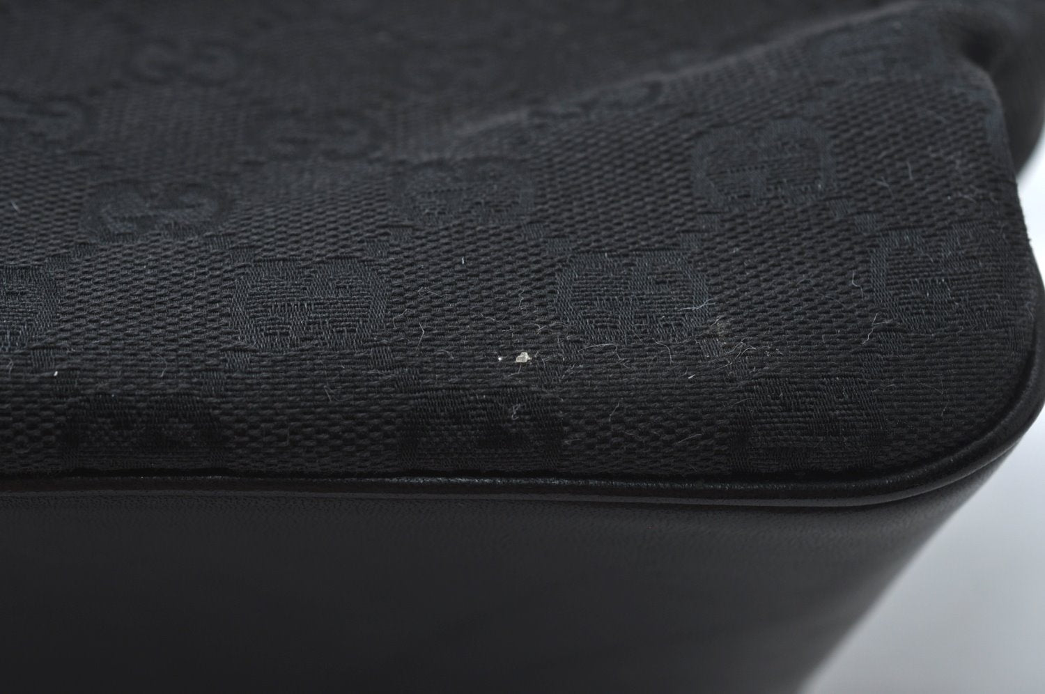 Authentic GUCCI Hand Bag GG Canvas Leather 109143 Black K9600