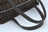 Authentic FENDI Vintage Zebra Pattern Hand Bag Purse Canvas Leather Brown K9603