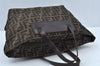 Authentic FENDI Zucca Hand Bag Nylon Leather Brown K9605