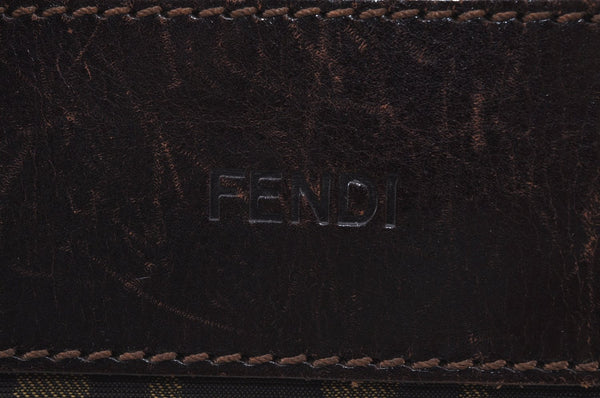 Authentic FENDI Zucca Hand Bag Nylon Leather Brown K9605