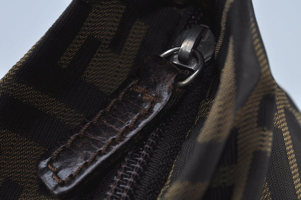 Authentic FENDI Zucca Hand Bag Nylon Leather Brown K9605