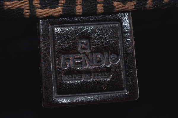 Authentic FENDI Zucca Hand Bag Nylon Leather Brown K9605