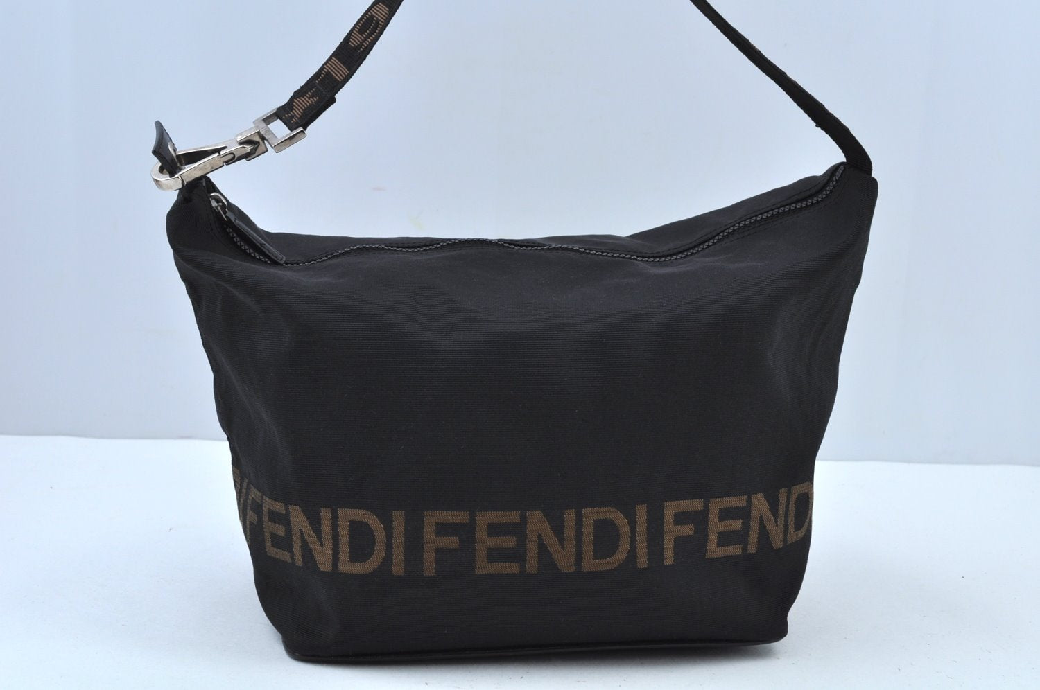 Authentic FENDI Shoulder Bag Nylon Black K9606