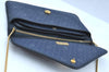 Auth Christian Dior Honeycomb Shoulder Cross Bag Chain PVC Leather Navy K9608