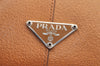 Authentic PRADA Leather Hand Bag Brown K9609